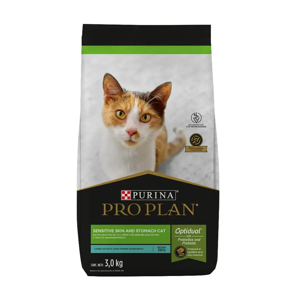 Pro Plan Alimento Seco Sensitive Skin/Stomach para Gato Adulto 3 kg