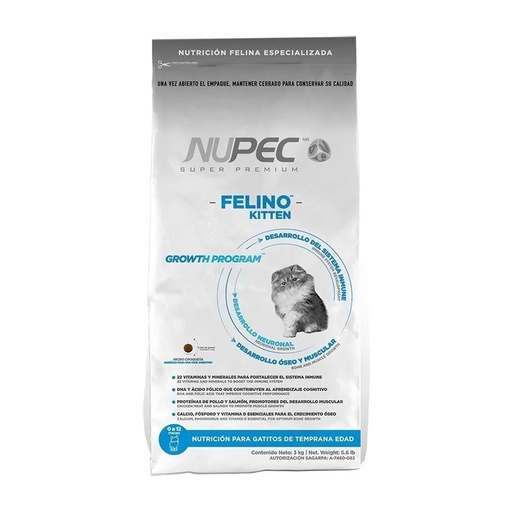 [NP-FE-KT-3KG] Nupec Felino Alimento Seco para Gatito 3 kg